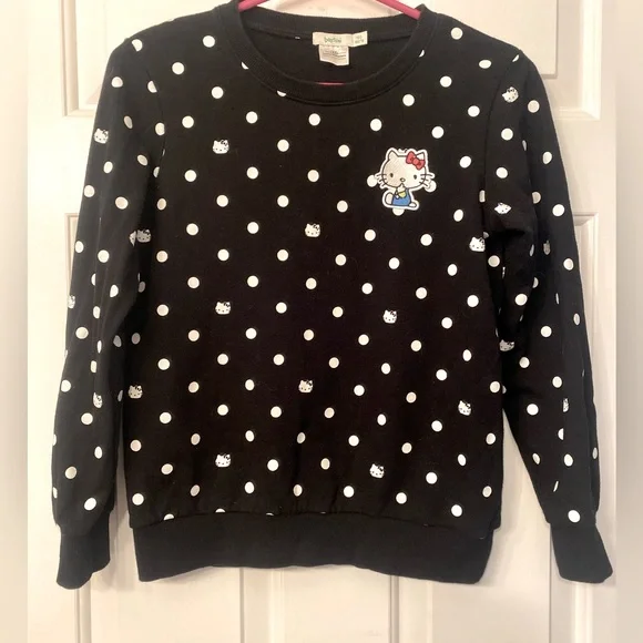 Hello Kitty Black Polka Dot Kids Sweatshirt - Picture 3 of 11